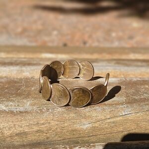 Vintage Handmade Copper Penny Cuff Bracelet